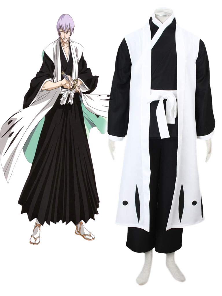Bleach Gotei Thirteen Gin Ichimaru Captain of the 3rd Division Soul Reaper Kimono Cosplay Costumes